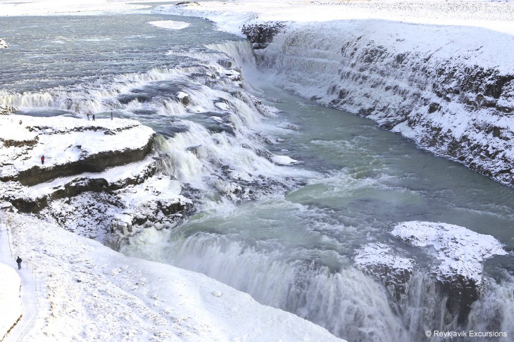 gullfoss waterfall in the winter